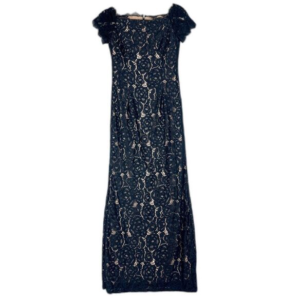 Adrianna Papell Lace Off The Shoulder Mermaid Gown Size 2 Navy Special Occasion - Picture 1 of 8